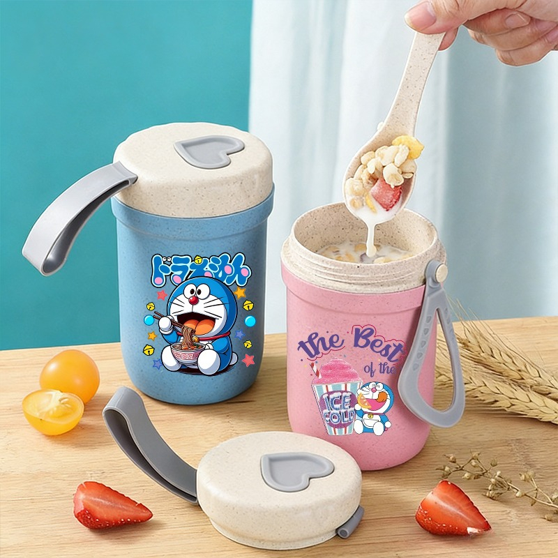 Meal Prep Oatmeal Jars - Doraemon Girl Boy Portable Breakfast Cup