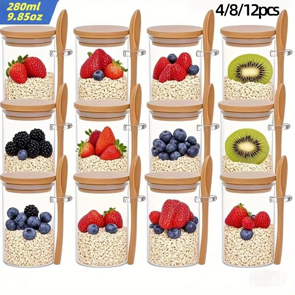 4/8/12Pcs, Oatmeal Breakfast C - Meal Prep Oatmeal Jars 评论和价格
