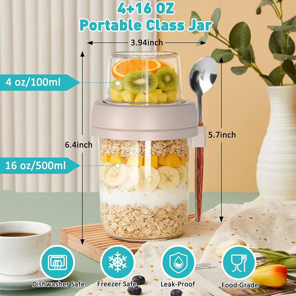 Overnight Oats Containers with - Meal Prep Oatmeal Jars 评论和价格