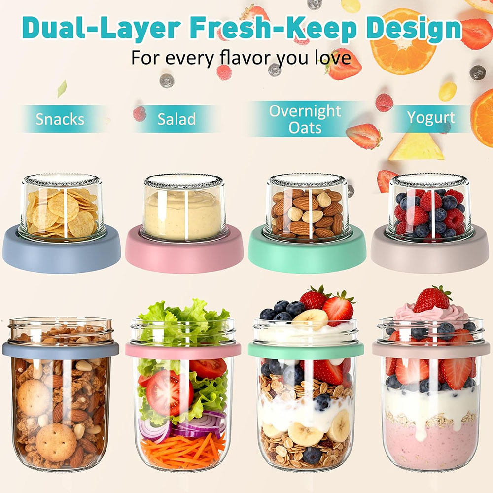 Overnight Oats Containers with - Meal Prep Oatmeal Jars 评论和价格